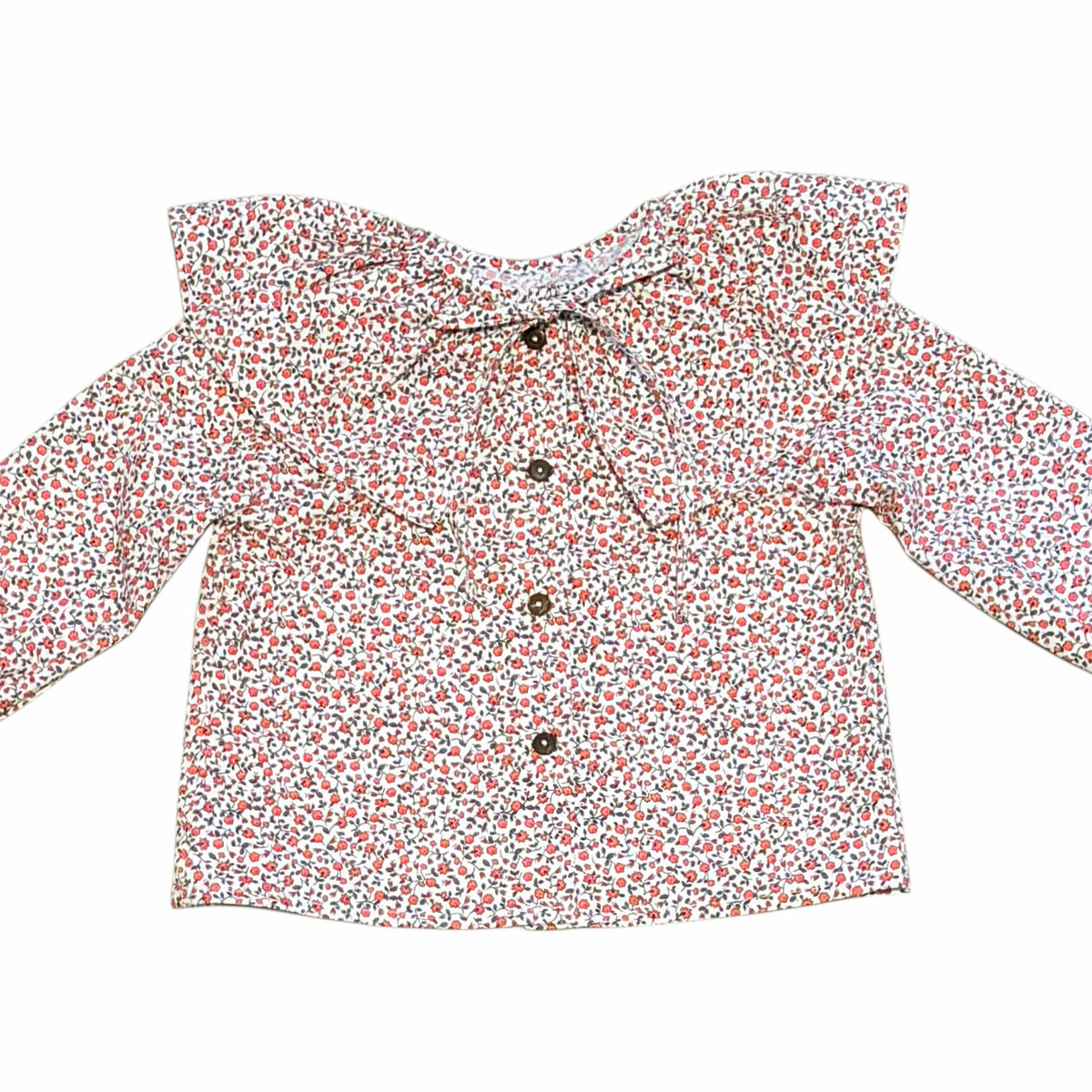 Camisa cuello capa Flor coral